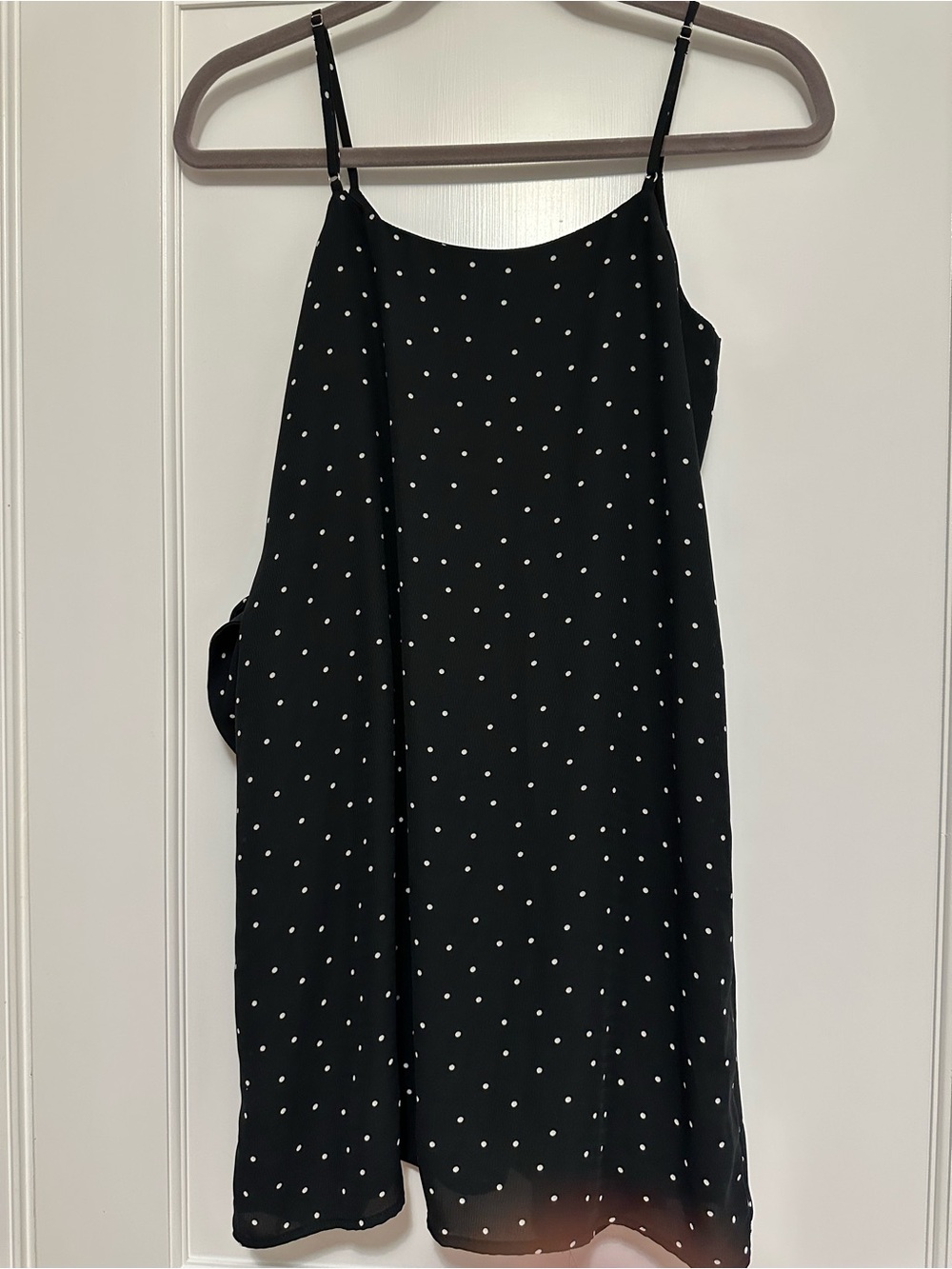 Lulu's Black Polka Dot Wrap Dress with Side Bow Detail - Picture 8 of 9